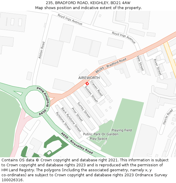 235, BRADFORD ROAD, KEIGHLEY, BD21 4AW: Location map and indicative extent of plot