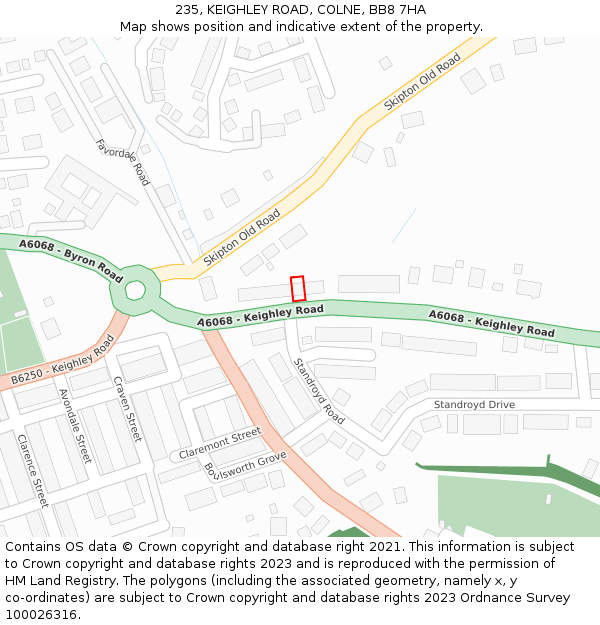 235, KEIGHLEY ROAD, COLNE, BB8 7HA: Location map and indicative extent of plot