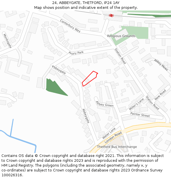 24, ABBEYGATE, THETFORD, IP24 1AY: Location map and indicative extent of plot