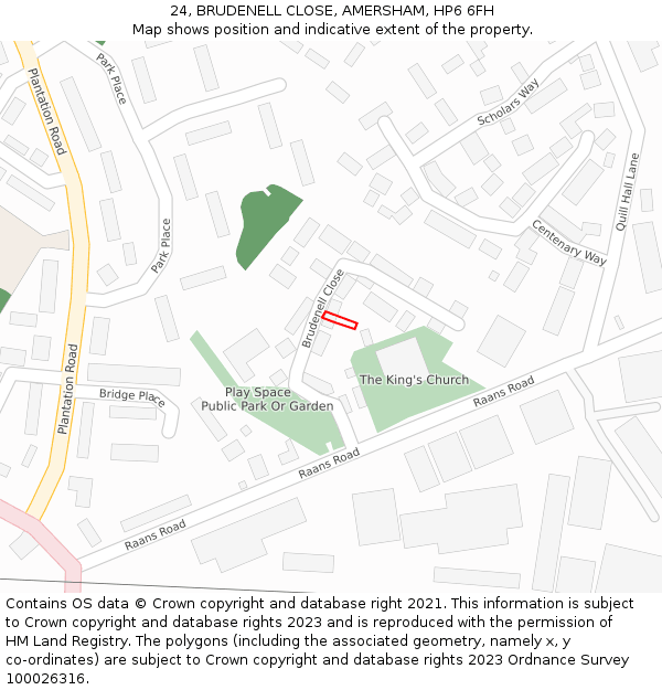 24, BRUDENELL CLOSE, AMERSHAM, HP6 6FH: Location map and indicative extent of plot