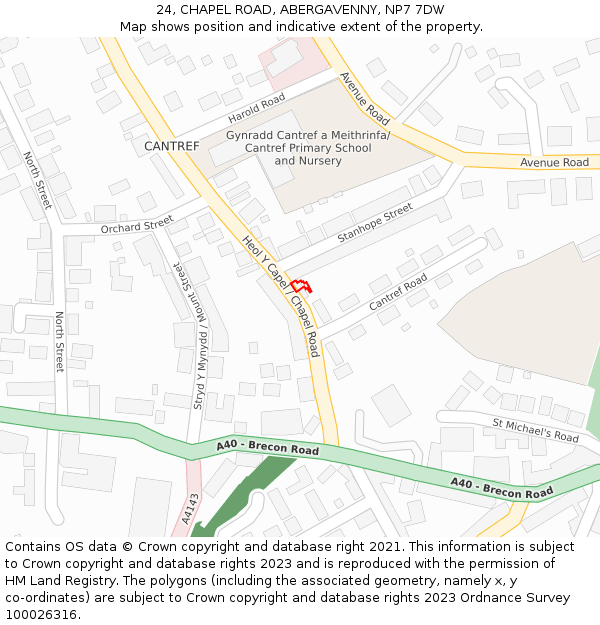 24, CHAPEL ROAD, ABERGAVENNY, NP7 7DW: Location map and indicative extent of plot