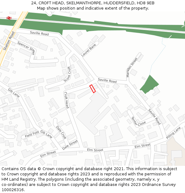 24, CROFT HEAD, SKELMANTHORPE, HUDDERSFIELD, HD8 9EB: Location map and indicative extent of plot