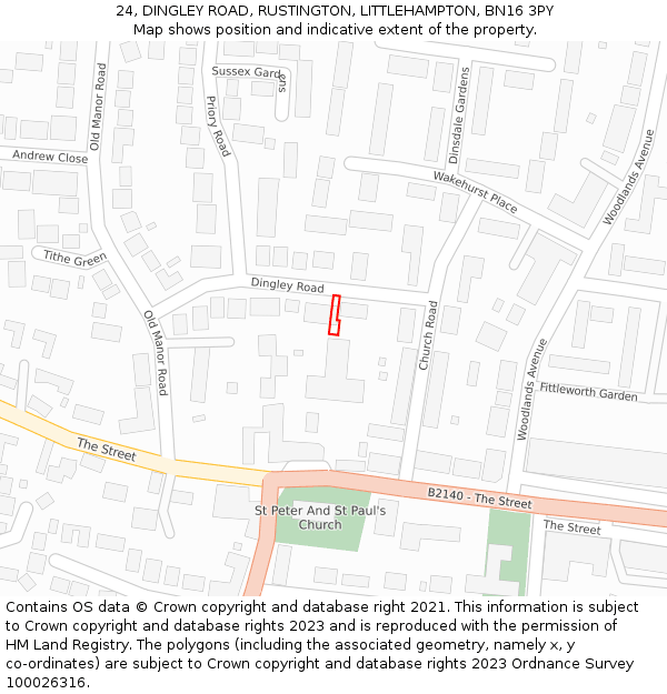 24, DINGLEY ROAD, RUSTINGTON, LITTLEHAMPTON, BN16 3PY: Location map and indicative extent of plot