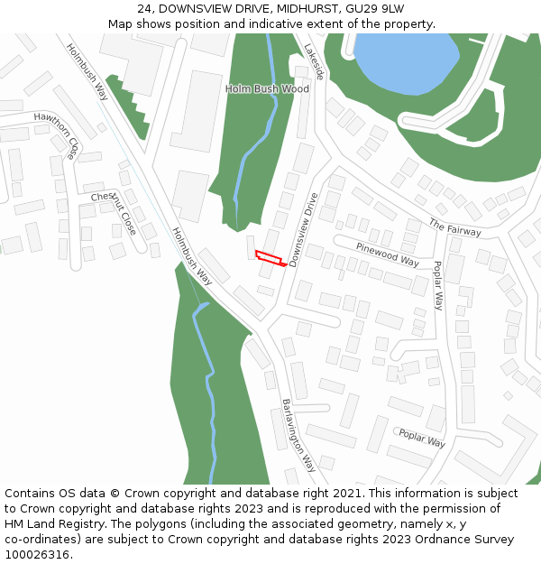 24, DOWNSVIEW DRIVE, MIDHURST, GU29 9LW: Location map and indicative extent of plot
