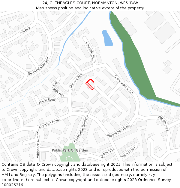 24, GLENEAGLES COURT, NORMANTON, WF6 1WW: Location map and indicative extent of plot