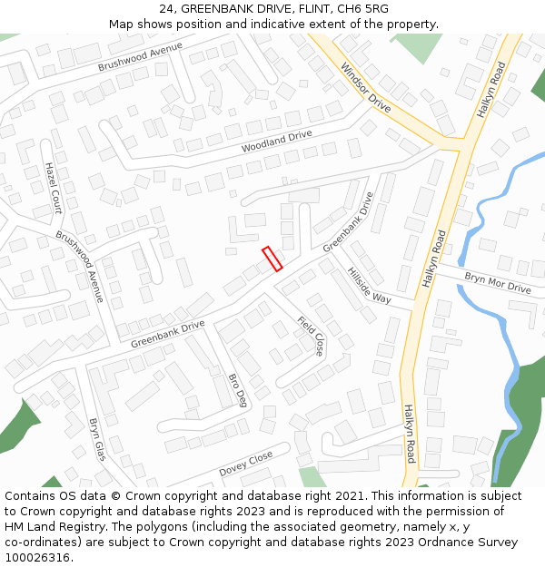24, GREENBANK DRIVE, FLINT, CH6 5RG: Location map and indicative extent of plot