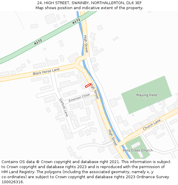 24, HIGH STREET, SWAINBY, NORTHALLERTON, DL6 3EF: Location map and indicative extent of plot