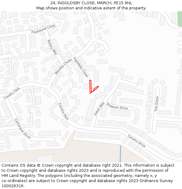 24, INGOLDSBY CLOSE, MARCH, PE15 9NL: Location map and indicative extent of plot