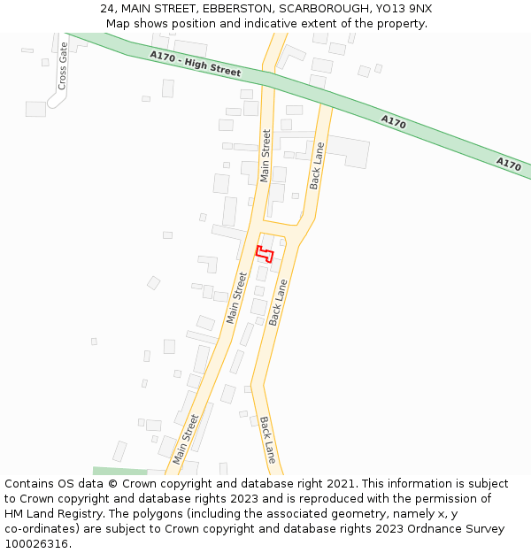 24, MAIN STREET, EBBERSTON, SCARBOROUGH, YO13 9NX: Location map and indicative extent of plot