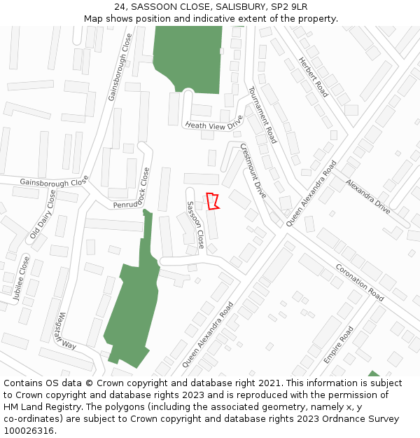 24, SASSOON CLOSE, SALISBURY, SP2 9LR: Location map and indicative extent of plot