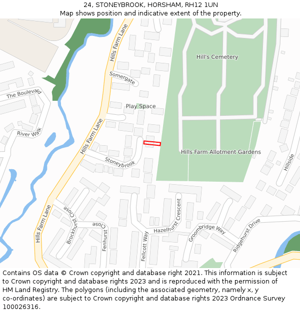 24, STONEYBROOK, HORSHAM, RH12 1UN: Location map and indicative extent of plot