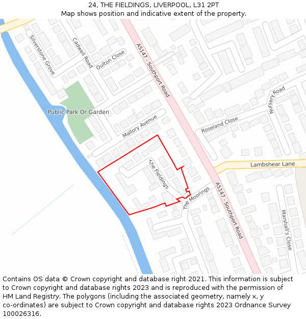 24, THE FIELDINGS, LIVERPOOL, L31 2PT: Location map and indicative extent of plot