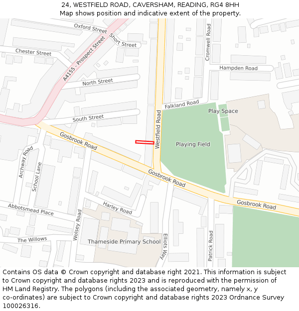 24, WESTFIELD ROAD, CAVERSHAM, READING, RG4 8HH: Location map and indicative extent of plot