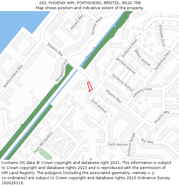 243, PHOENIX WAY, PORTISHEAD, BRISTOL, BS20 7PB: Location map and indicative extent of plot