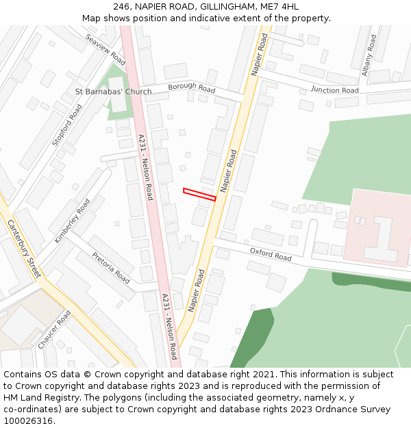 246, NAPIER ROAD, GILLINGHAM, ME7 4HL: Location map and indicative extent of plot