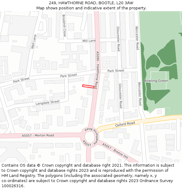 249, HAWTHORNE ROAD, BOOTLE, L20 3AW: Location map and indicative extent of plot