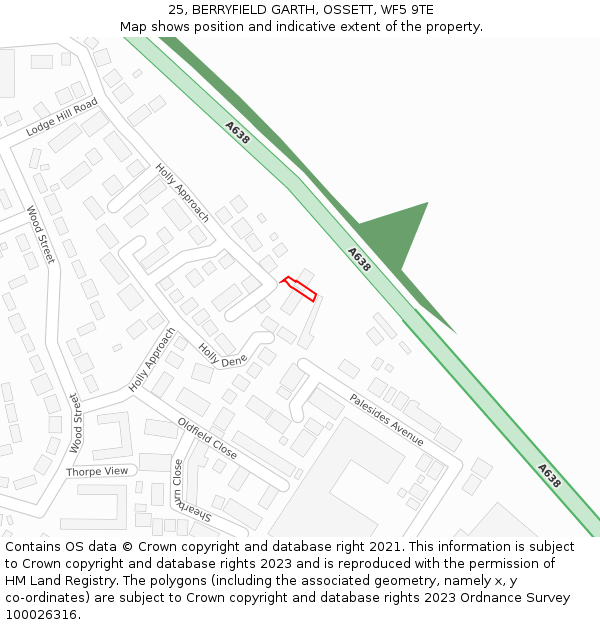 25, BERRYFIELD GARTH, OSSETT, WF5 9TE: Location map and indicative extent of plot