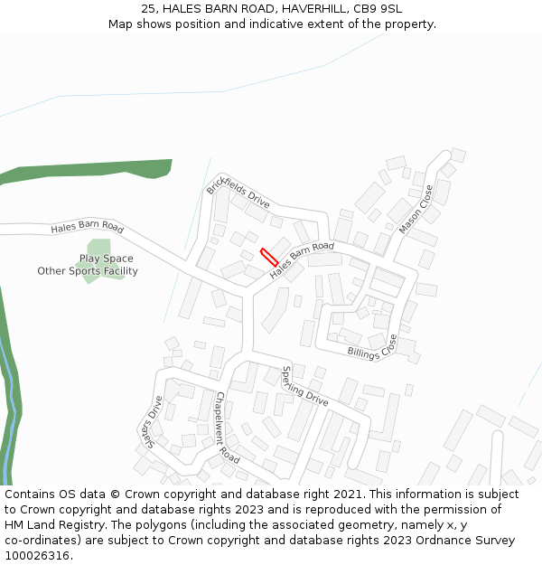 25, HALES BARN ROAD, HAVERHILL, CB9 9SL: Location map and indicative extent of plot