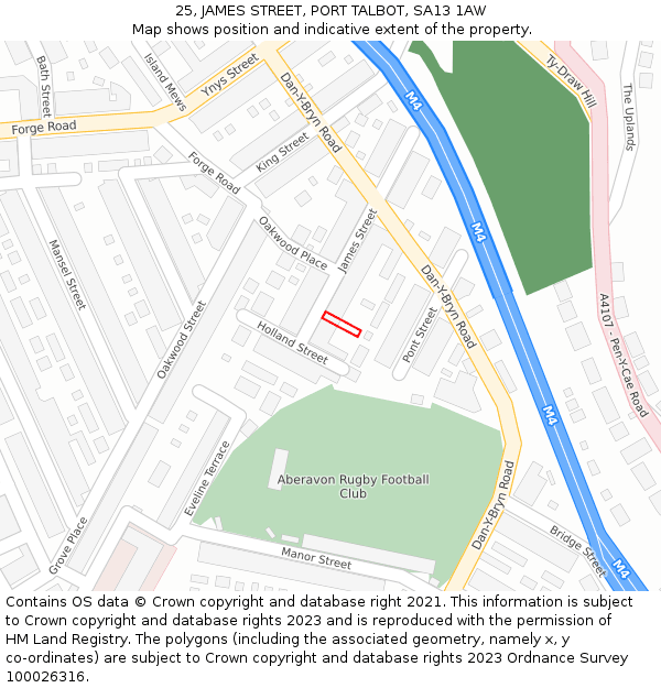 25, JAMES STREET, PORT TALBOT, SA13 1AW: Location map and indicative extent of plot