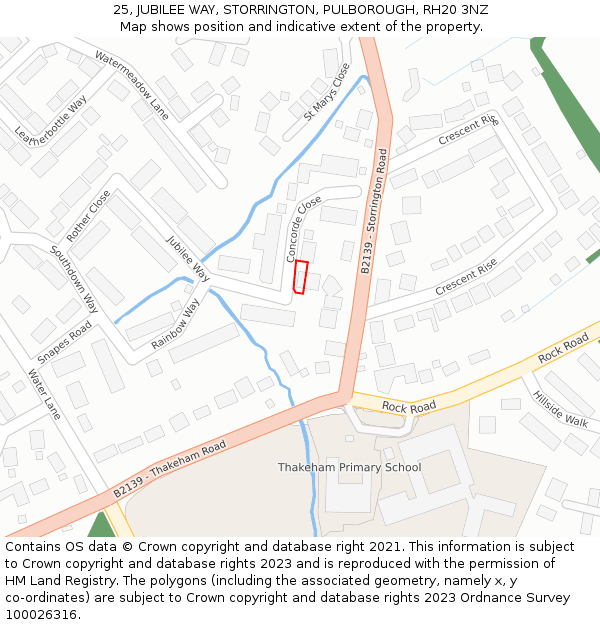 25, JUBILEE WAY, STORRINGTON, PULBOROUGH, RH20 3NZ: Location map and indicative extent of plot
