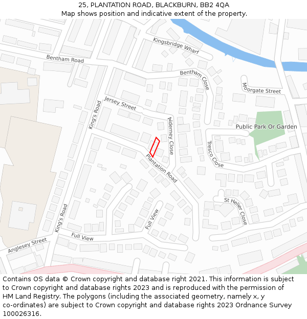 25, PLANTATION ROAD, BLACKBURN, BB2 4QA: Location map and indicative extent of plot