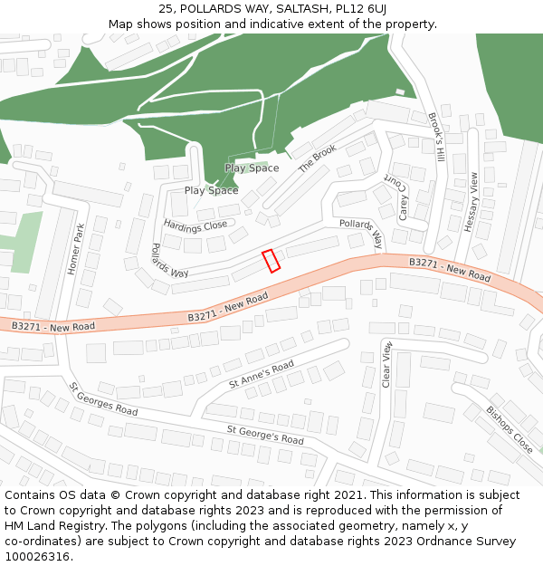 25, POLLARDS WAY, SALTASH, PL12 6UJ: Location map and indicative extent of plot