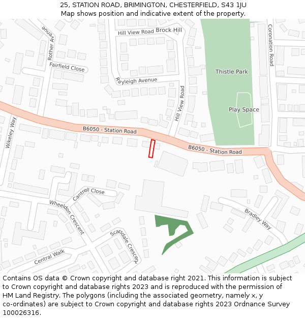 25, STATION ROAD, BRIMINGTON, CHESTERFIELD, S43 1JU: Location map and indicative extent of plot