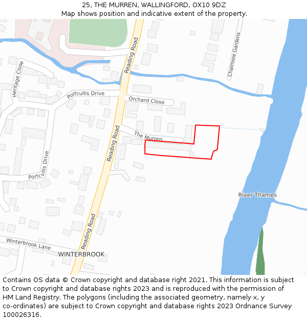 25, THE MURREN, WALLINGFORD, OX10 9DZ: Location map and indicative extent of plot