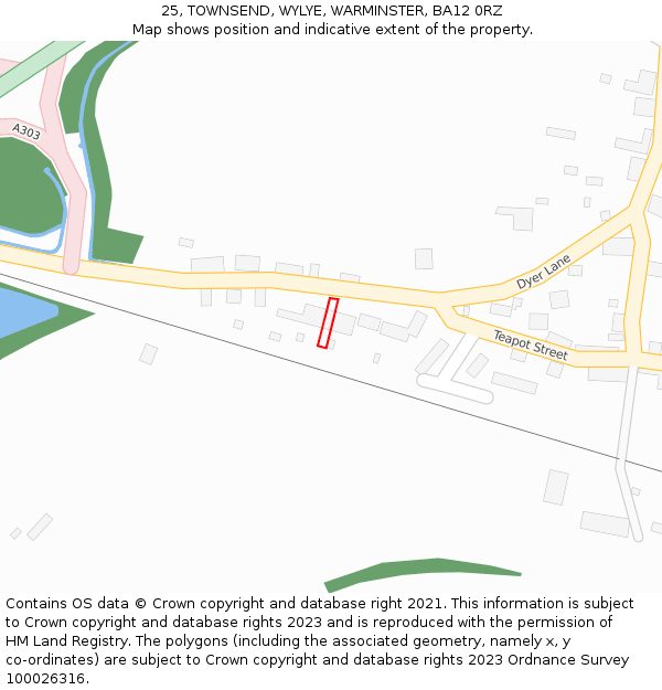 25, TOWNSEND, WYLYE, WARMINSTER, BA12 0RZ: Location map and indicative extent of plot