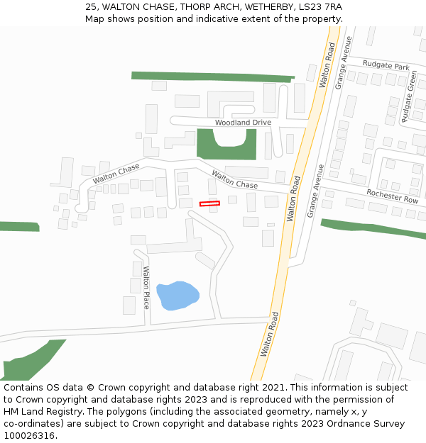 25, WALTON CHASE, THORP ARCH, WETHERBY, LS23 7RA: Location map and indicative extent of plot