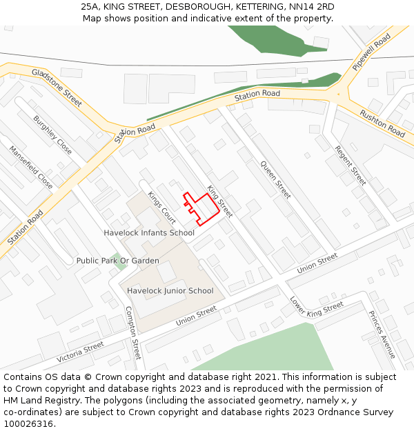 25A, KING STREET, DESBOROUGH, KETTERING, NN14 2RD: Location map and indicative extent of plot