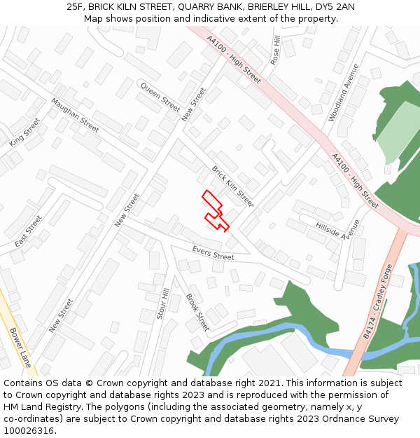 25F, BRICK KILN STREET, QUARRY BANK, BRIERLEY HILL, DY5 2AN: Location map and indicative extent of plot