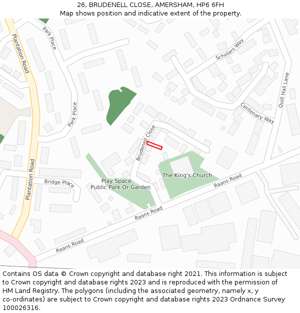 26, BRUDENELL CLOSE, AMERSHAM, HP6 6FH: Location map and indicative extent of plot
