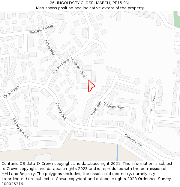 26, INGOLDSBY CLOSE, MARCH, PE15 9NL: Location map and indicative extent of plot