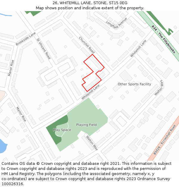 26, WHITEMILL LANE, STONE, ST15 0EG: Location map and indicative extent of plot