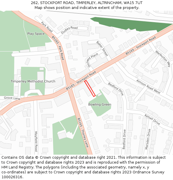 262, STOCKPORT ROAD, TIMPERLEY, ALTRINCHAM, WA15 7UT: Location map and indicative extent of plot