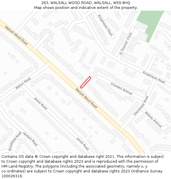263, WALSALL WOOD ROAD, WALSALL, WS9 8HQ: Location map and indicative extent of plot
