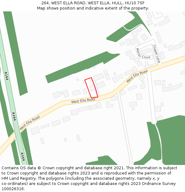 264, WEST ELLA ROAD, WEST ELLA, HULL, HU10 7SF: Location map and indicative extent of plot