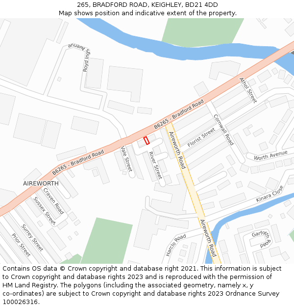 265, BRADFORD ROAD, KEIGHLEY, BD21 4DD: Location map and indicative extent of plot