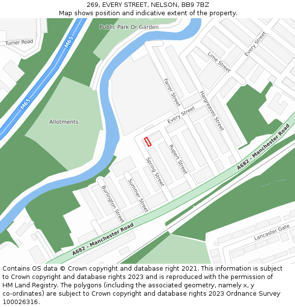 269, EVERY STREET, NELSON, BB9 7BZ: Location map and indicative extent of plot
