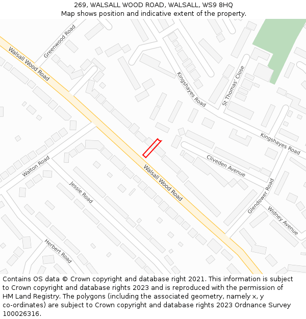 269, WALSALL WOOD ROAD, WALSALL, WS9 8HQ: Location map and indicative extent of plot