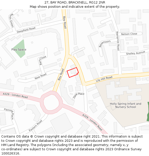 27, BAY ROAD, BRACKNELL, RG12 2NR: Location map and indicative extent of plot