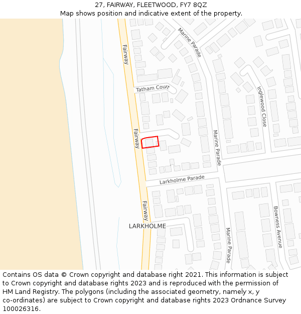 27, FAIRWAY, FLEETWOOD, FY7 8QZ: Location map and indicative extent of plot