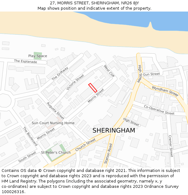 27, MORRIS STREET, SHERINGHAM, NR26 8JY: Location map and indicative extent of plot