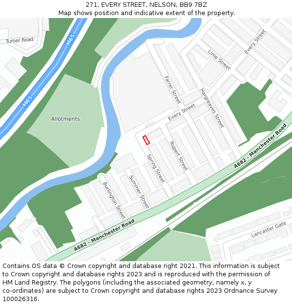 271, EVERY STREET, NELSON, BB9 7BZ: Location map and indicative extent of plot