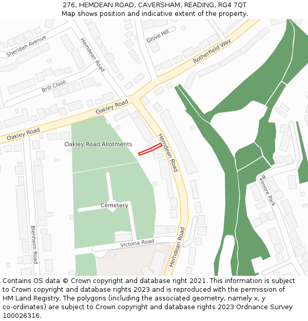 276, HEMDEAN ROAD, CAVERSHAM, READING, RG4 7QT: Location map and indicative extent of plot