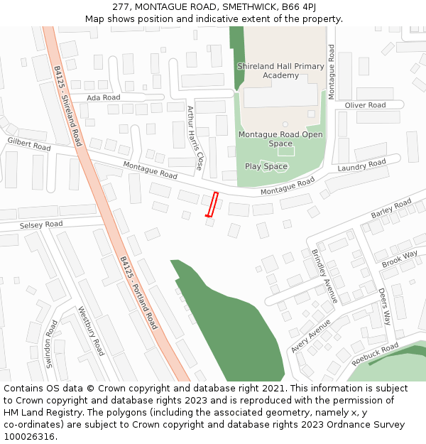 277, MONTAGUE ROAD, SMETHWICK, B66 4PJ: Location map and indicative extent of plot