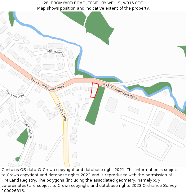28, BROMYARD ROAD, TENBURY WELLS, WR15 8DB: Location map and indicative extent of plot