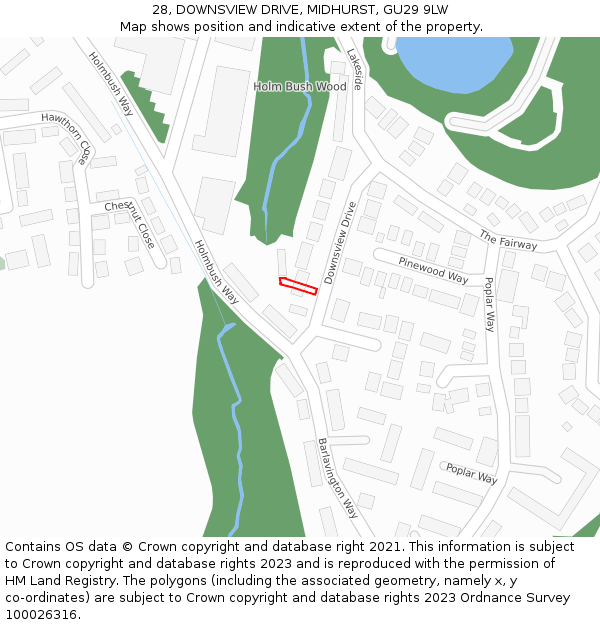 28, DOWNSVIEW DRIVE, MIDHURST, GU29 9LW: Location map and indicative extent of plot