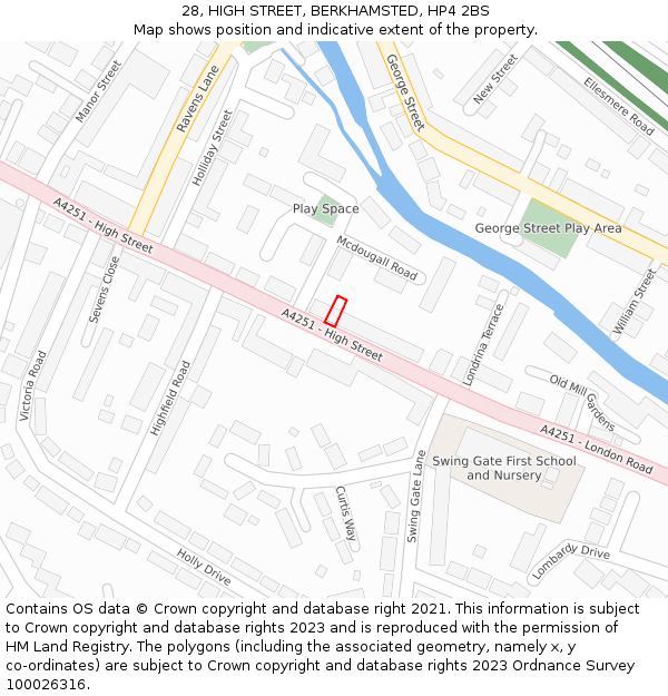 28, HIGH STREET, BERKHAMSTED, HP4 2BS: Location map and indicative extent of plot